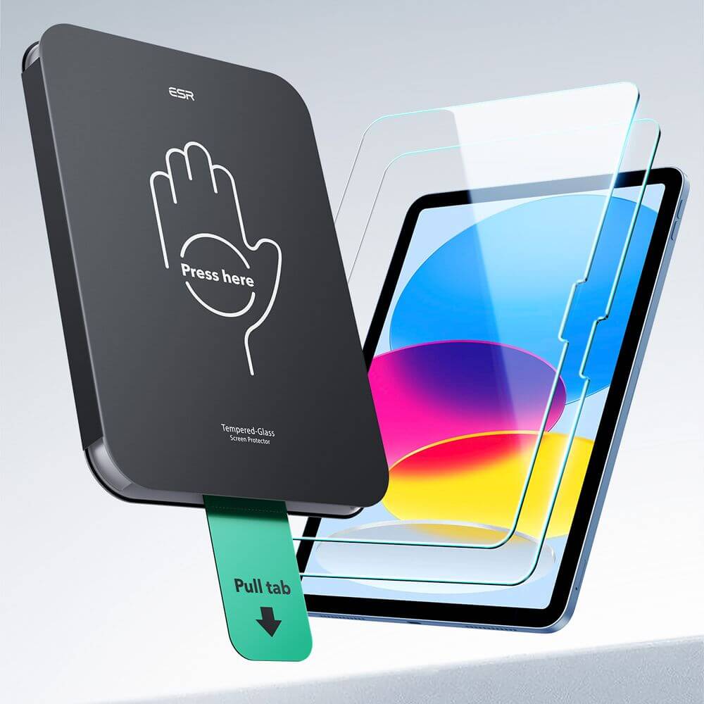 Gehärtetes Glas mit Positionierrahmen für iPad 11 / 10 gen. 2025 / 2022, ESR UltraFit Tempered Glass, 2 Stück