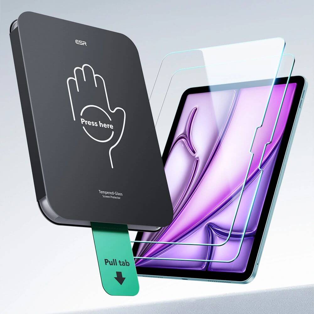 Gehärtetes Glas mit Positionierrahmen für iPad Air 13" 2025 / 2024, ESR UltraFit Tempered Glass, 2 Stück