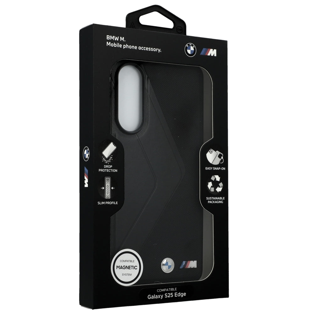 Handyhülle für Samsung Galaxy S25 Edge, BMW Leather Oversized Stripes, Schwarz