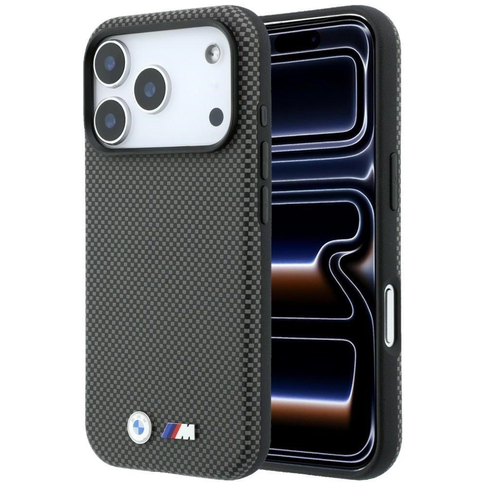Handyhülle für iPhone 18 Pro / 17 Pro, BMW M Quadrille Kevlar Metal Logo mit MagSafe, Grau (1/8)