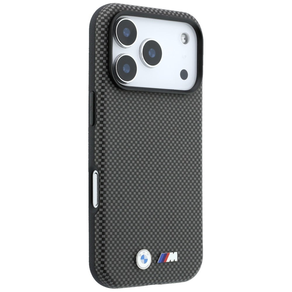 Handyhülle für iPhone 18 Pro / 17 Pro, BMW M Quadrille Kevlar Metal Logo mit MagSafe, Grau (4/8)