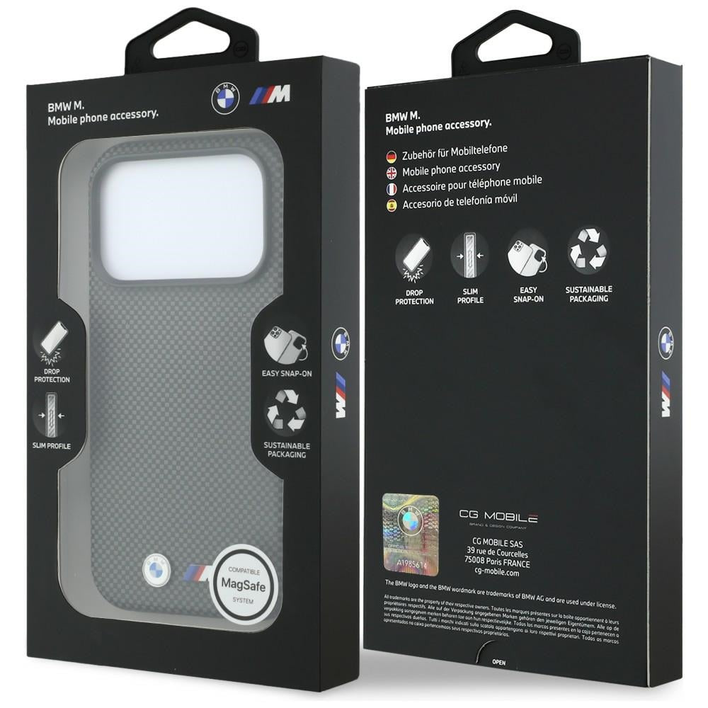 Handyhülle für iPhone 18 Pro / 17 Pro, BMW M Quadrille Kevlar Metal Logo mit MagSafe, Grau (8/8)