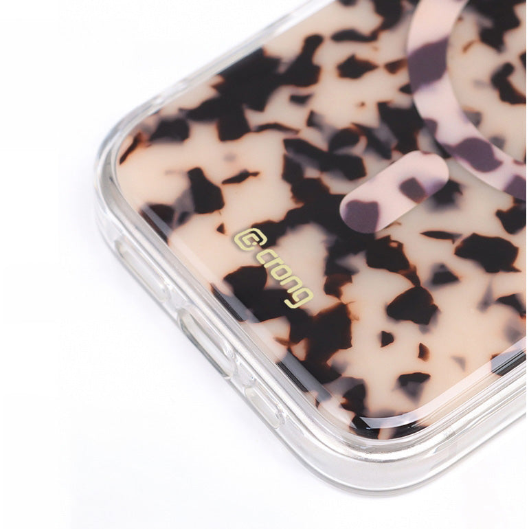 Handyhülle für iPhone 17, Crong Deluxe MAG MagSafe, Beige Panthermuster