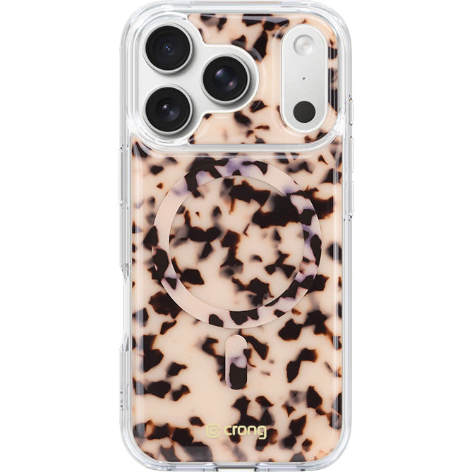 Handyhülle für iPhone 17 Pro Max, Crong Deluxe MAG MagSafe, Beige Panthermuster
