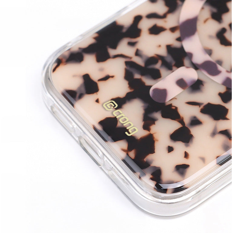 Handyhülle für iPhone 17 Pro, Crong Deluxe MAG MagSafe, Beige Panthermuster