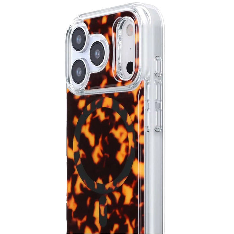 Handyhülle für iPhone 17 Pro, Crong Deluxe MAG MagSafe, Orangefarbener Panther