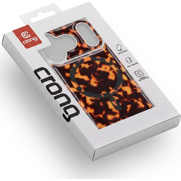 Handyhülle für iPhone 17 Pro, Crong Deluxe MAG MagSafe, Orangefarbener Panther