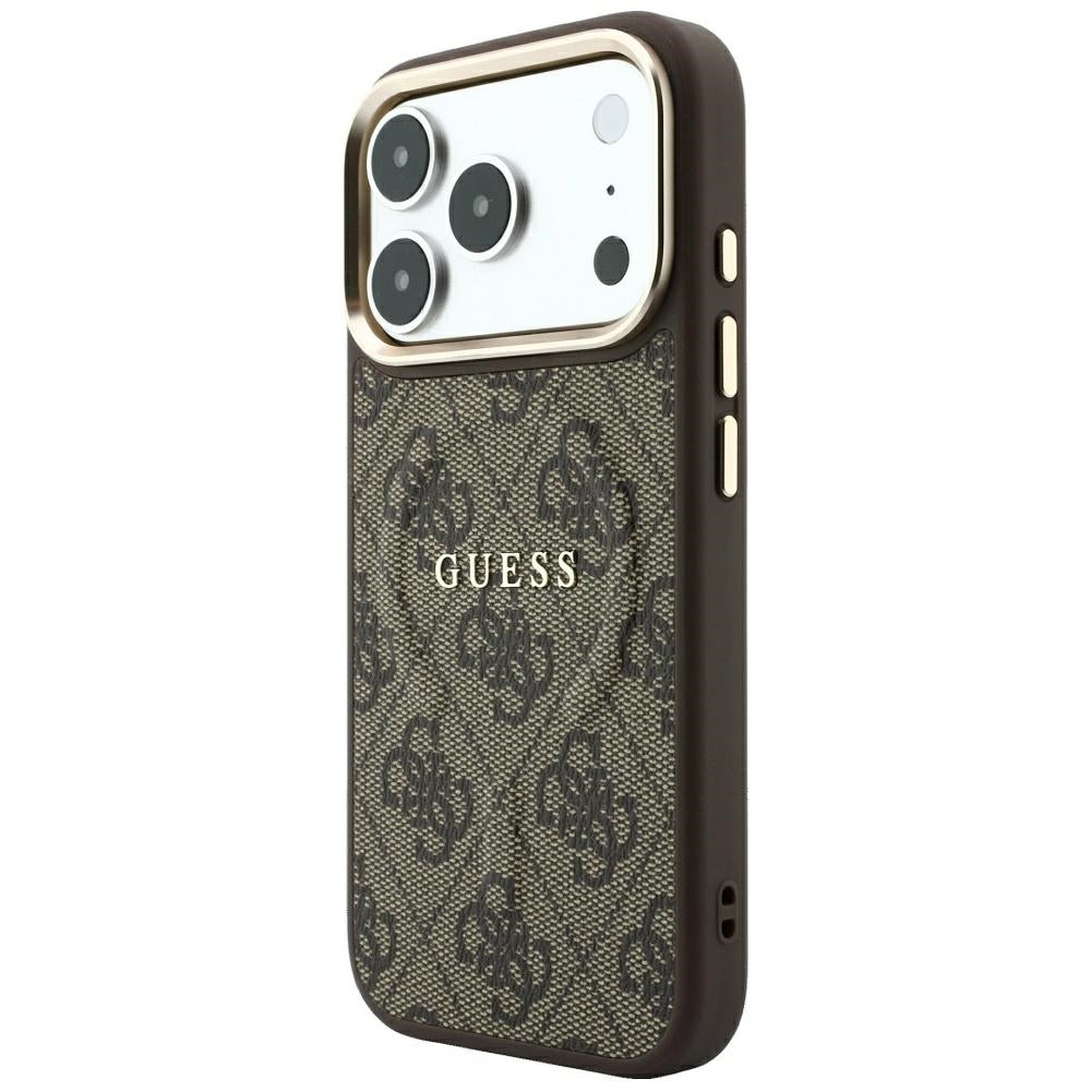 Handyhülle Guess Embossed 4G Classic für iPhone 18 Pro / 17 Pro mit MagSafe, Braun