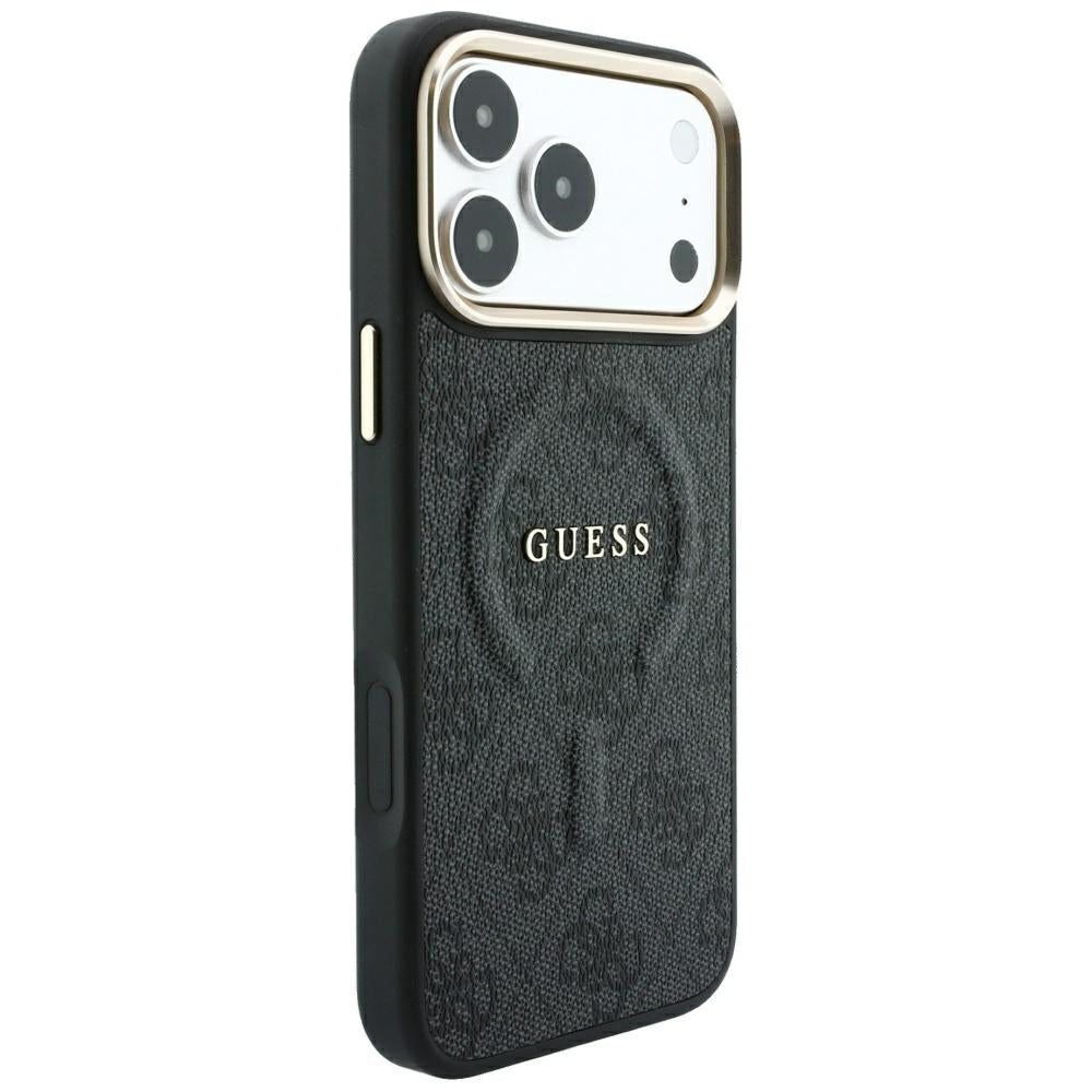 Handyhülle Guess Embossed 4G Classic für iPhone 18 Pro / 17 Pro mit MagSafe, Schwarz