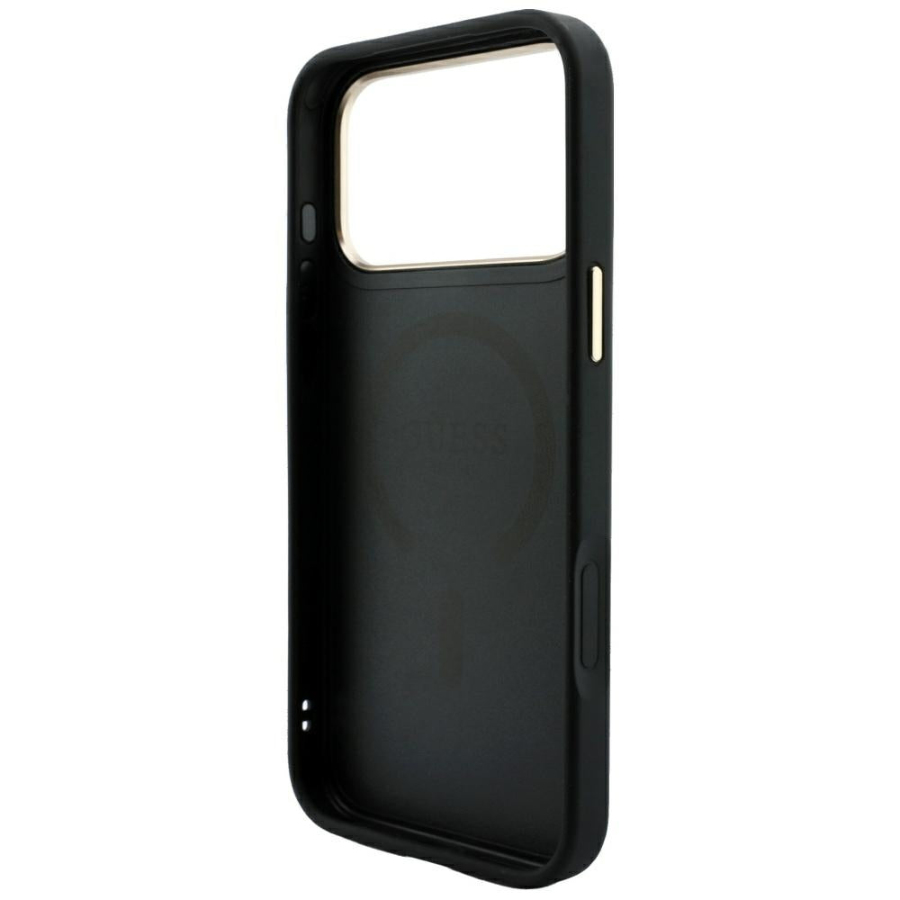 Handyhülle Guess Embossed 4G Classic für iPhone 18 Pro / 17 Pro mit MagSafe, Schwarz