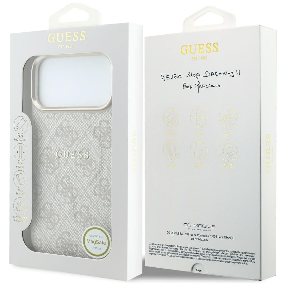 Handyhülle Guess Embossed 4G Classic für iPhone 18 Pro / 17 Pro mit MagSafe, Rosa