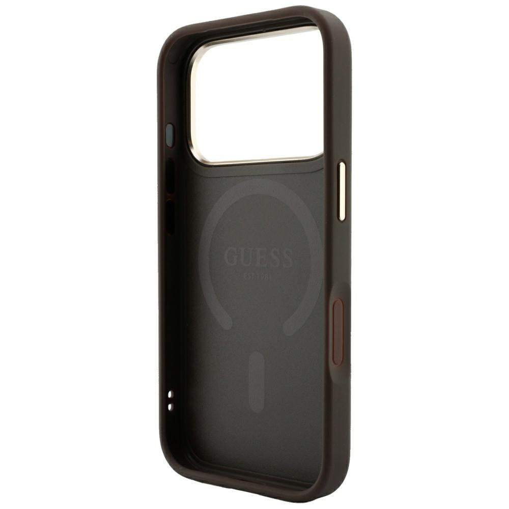 Handyhülle Guess Embossed 4G Classic für iPhone 18 Pro Max / 17 Pro Max mit MagSafe, Braun