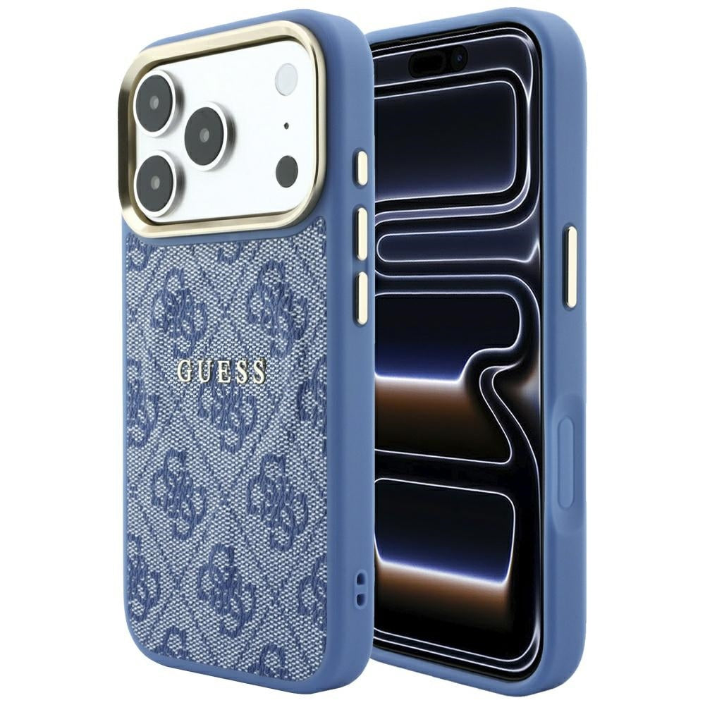 Handyhülle Guess Embossed 4G Classic für iPhone 18 Pro Max / 17 Pro Max mit MagSafe, Blau