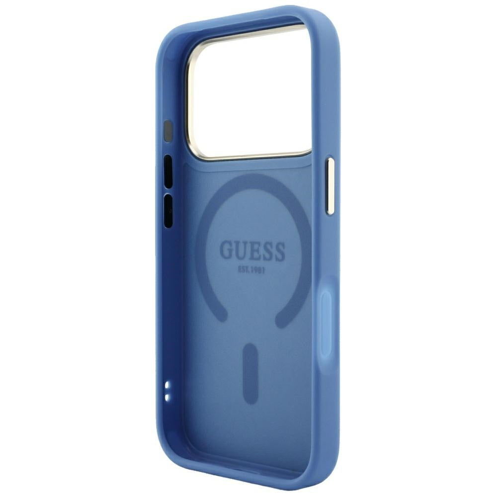 Handyhülle Guess Embossed 4G Classic für iPhone 18 Pro Max / 17 Pro Max mit MagSafe, Blau
