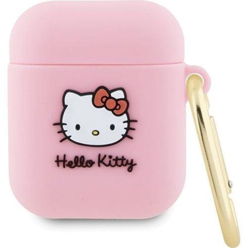 Schutzhülle für Apple AirPods 1 / 2 Hello Kitty Silicone 3D Kitty Head, Rosa