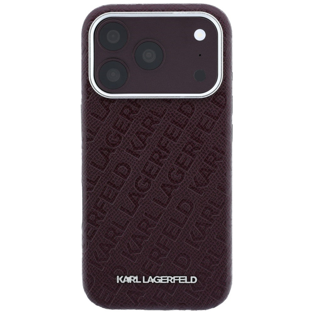 Handyhülle Karl Lagerfeld Grained Allover Logo Metal Elongated für iPhone 18 Pro / 17 Pro mit MagSafe