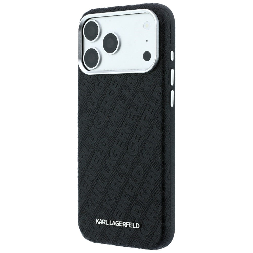 Handyhülle Karl Lagerfeld Grained Allover Logo Metal Elongated für iPhone 18 Pro Max / 17 Pro Max mit MagSafe