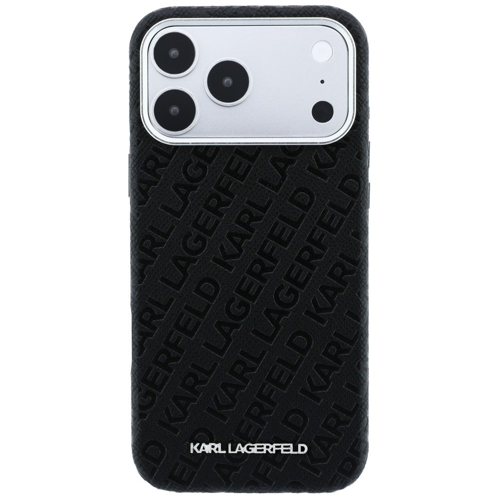 Handyhülle Karl Lagerfeld Grained Allover Logo Metal Elongated für iPhone 18 Pro Max / 17 Pro Max mit MagSafe