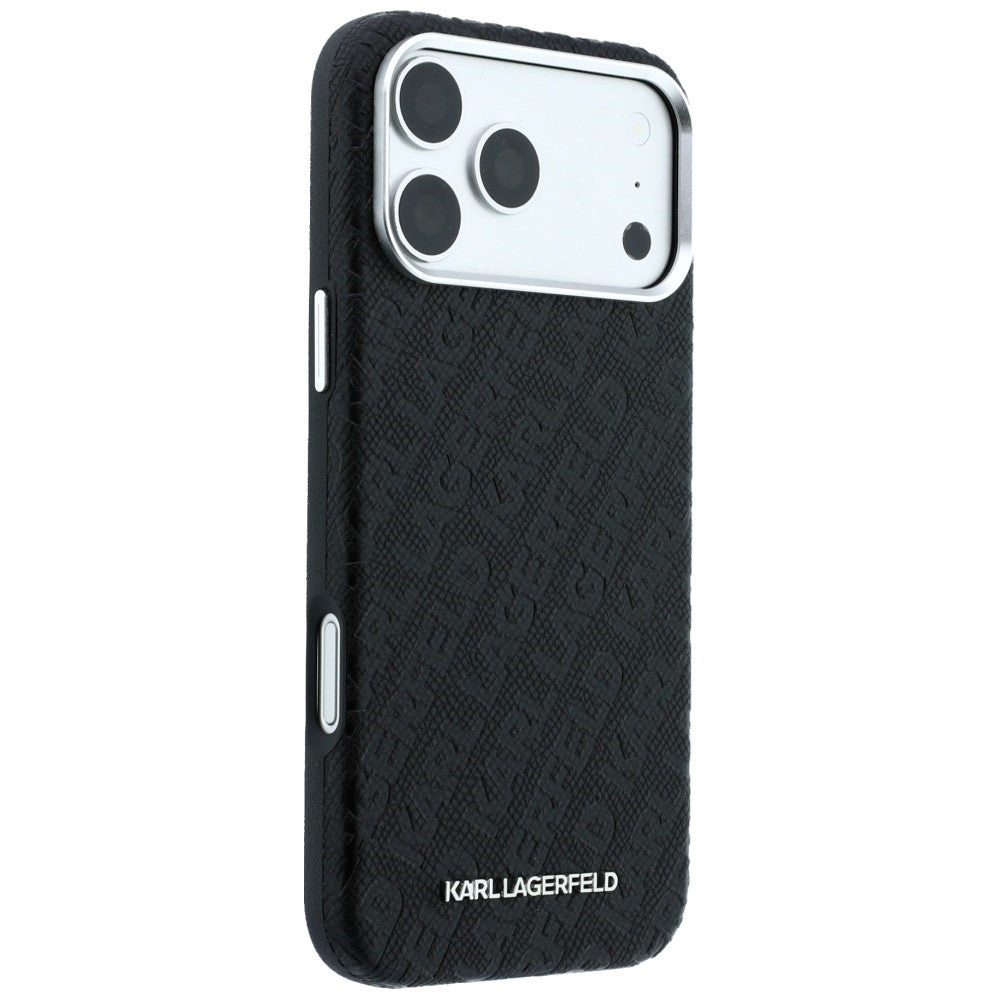 Handyhülle Karl Lagerfeld Grained Allover Logo Metal Elongated für iPhone 18 Pro Max / 17 Pro Max mit MagSafe