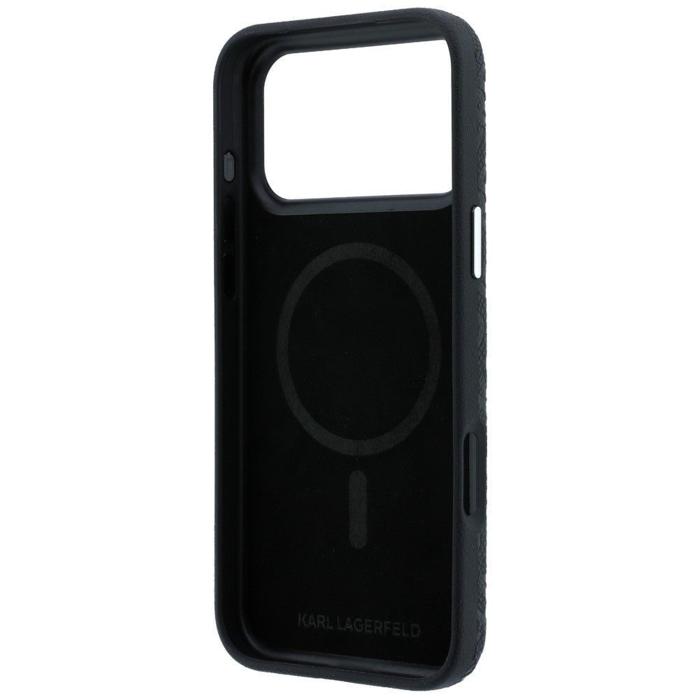 Handyhülle Karl Lagerfeld Grained Allover Logo Metal Elongated für iPhone 18 Pro Max / 17 Pro Max mit MagSafe