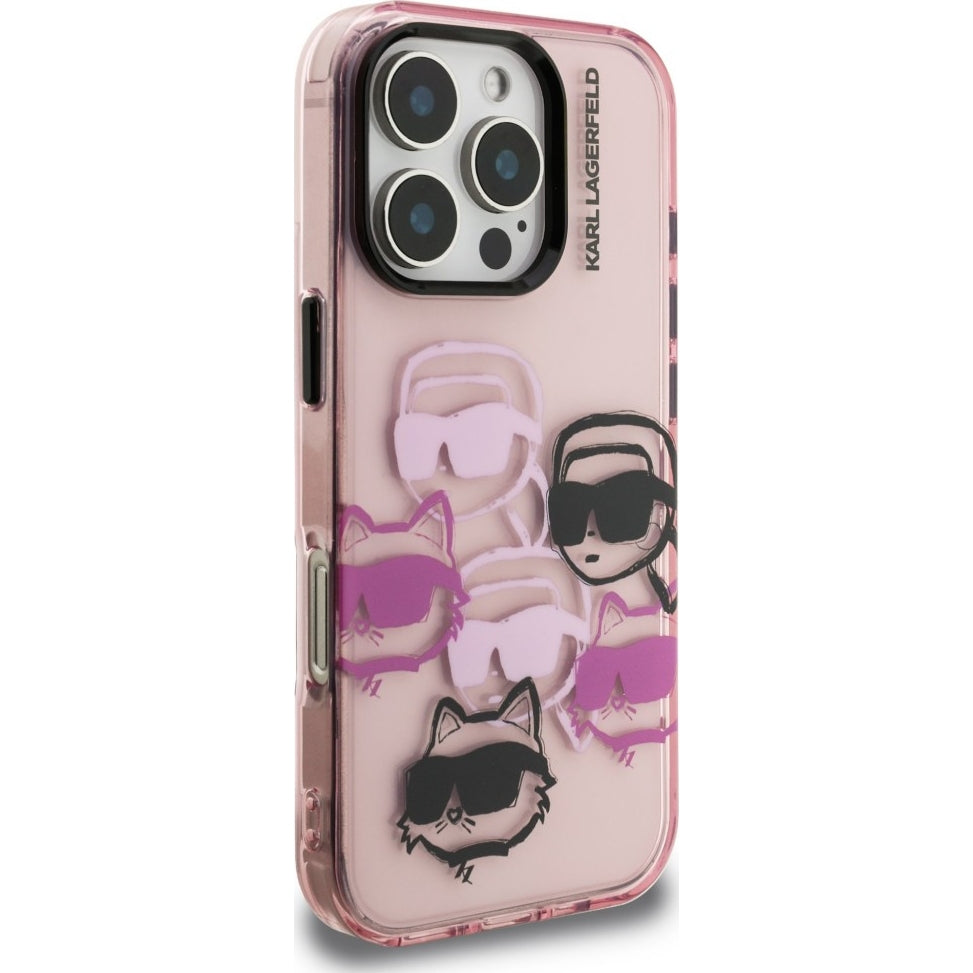 Handyhülle Karl Lagerfeld IML Multi K&C Head Pattern für iPhone 16 Pro Max, Rosa