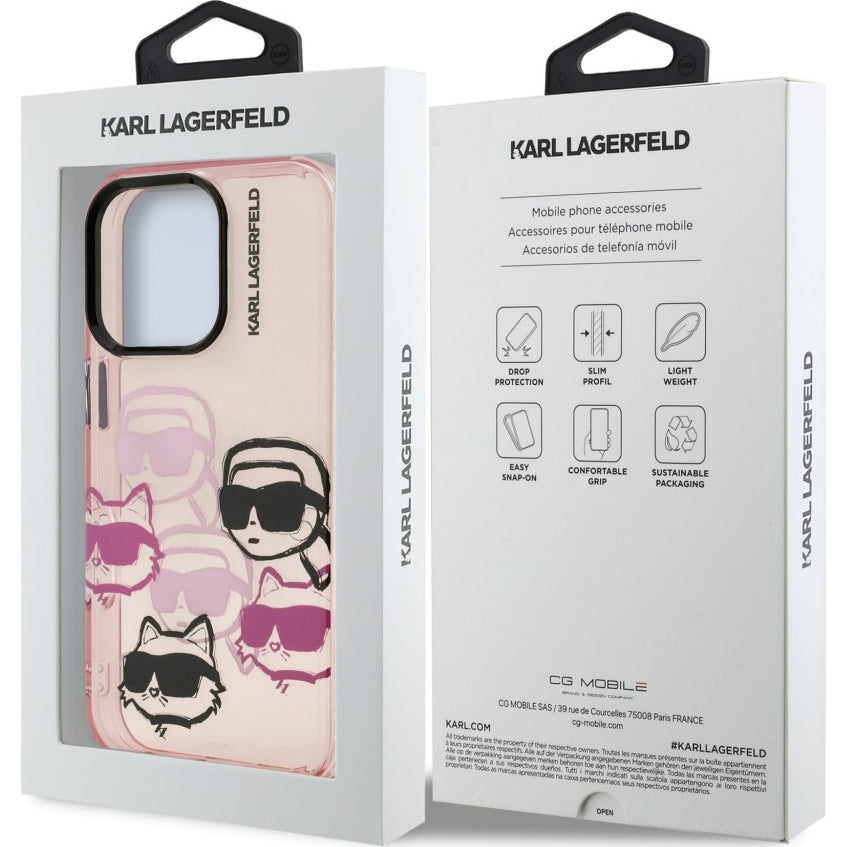 Handyhülle Karl Lagerfeld IML Multi K&C Head Pattern für iPhone 16 Pro Max, Rosa