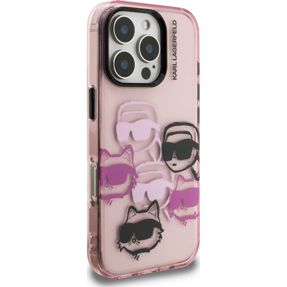Handyhülle Karl Lagerfeld IML Multi K&C Head Pattern für iPhone 16 Pro, Rosa