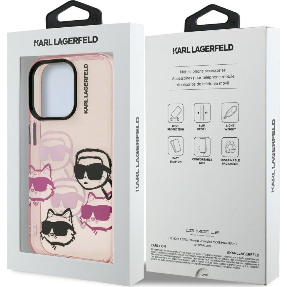 Handyhülle Karl Lagerfeld IML Multi K&C Head Pattern für iPhone 16 Pro, Rosa