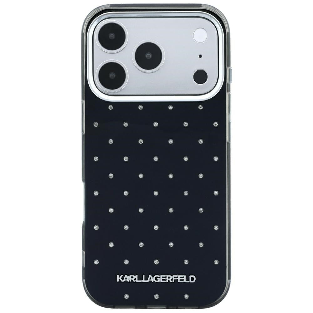 Handyhülle Karl Lagerfeld IML Rhinestones Allover Electroplated Logo für iPhone 18 Pro / 17 Pro, Schwarz