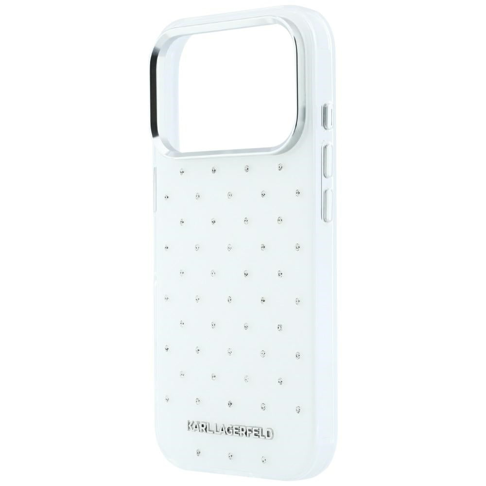 Handyhülle Karl Lagerfeld IML Rhinestones Allover Electroplated Logo für iPhone 18 Pro Max / 17 Pro Max, Weiß