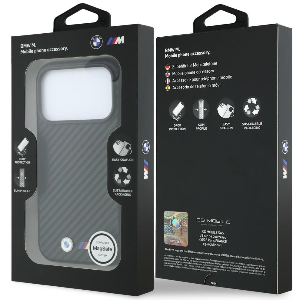 Handyhülle BMW M Carbon Metal Logo MagSafe für iPhone 18 Pro Max / 17 Pro Max, Schwarz (7/8)