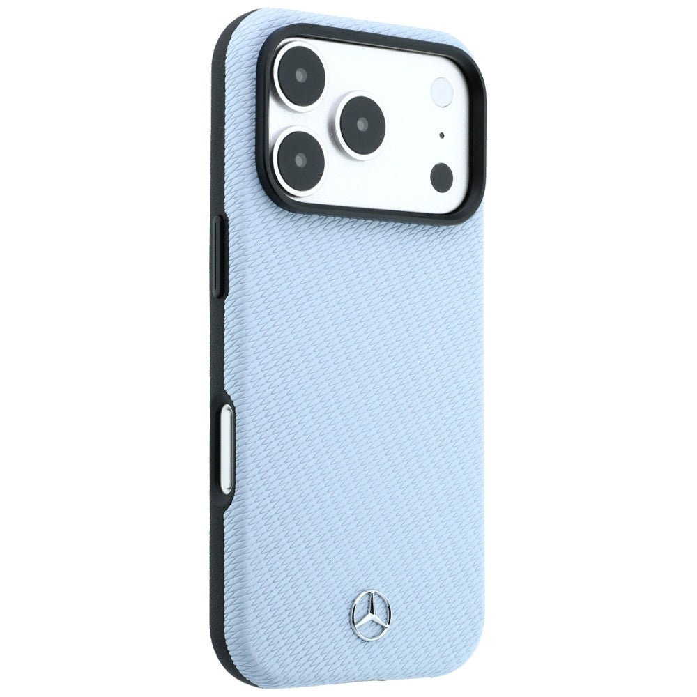 Handyhülle für iPhone 18 Pro / 17 Pro, Mercedes Leather Semi Wrap Wood Effect mit MagSafe, Blau (4/8)