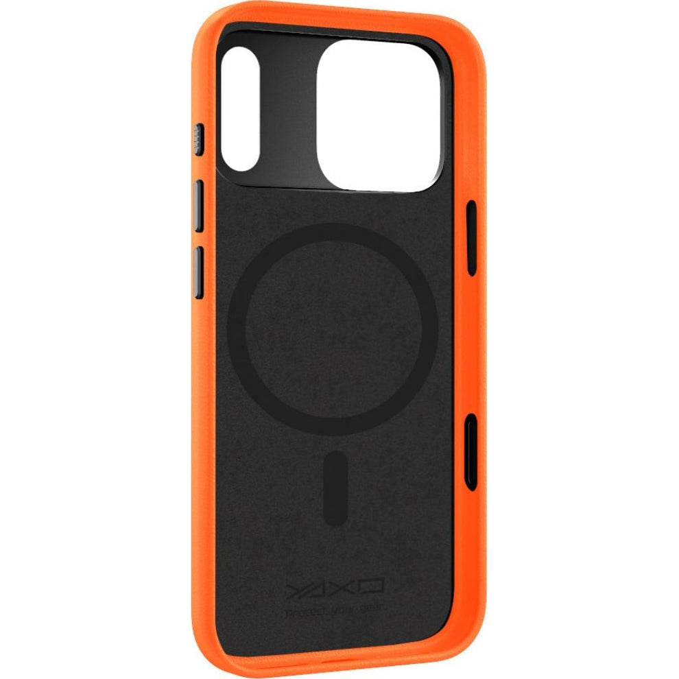 Handyhülle für iPhone 17 Pro Max, YAXO Leather Gear Slim Case MagSafe, Orange