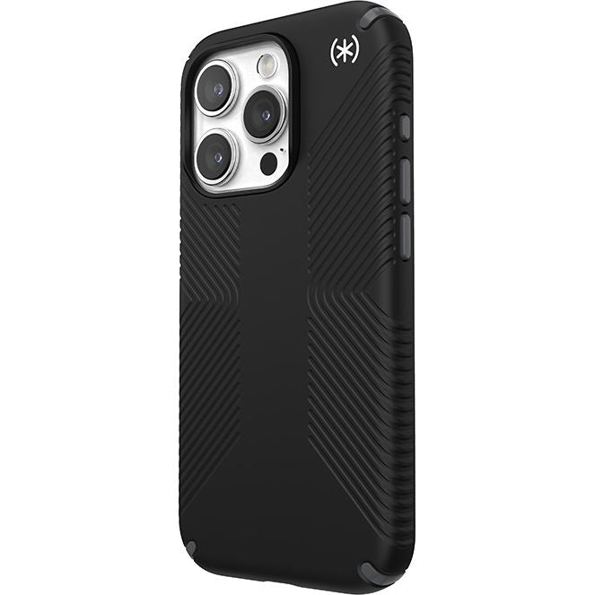 Schutzhülle Speck Presidio2 Grip für Apple iPhone 15 Pro, Schwarz und Grau
