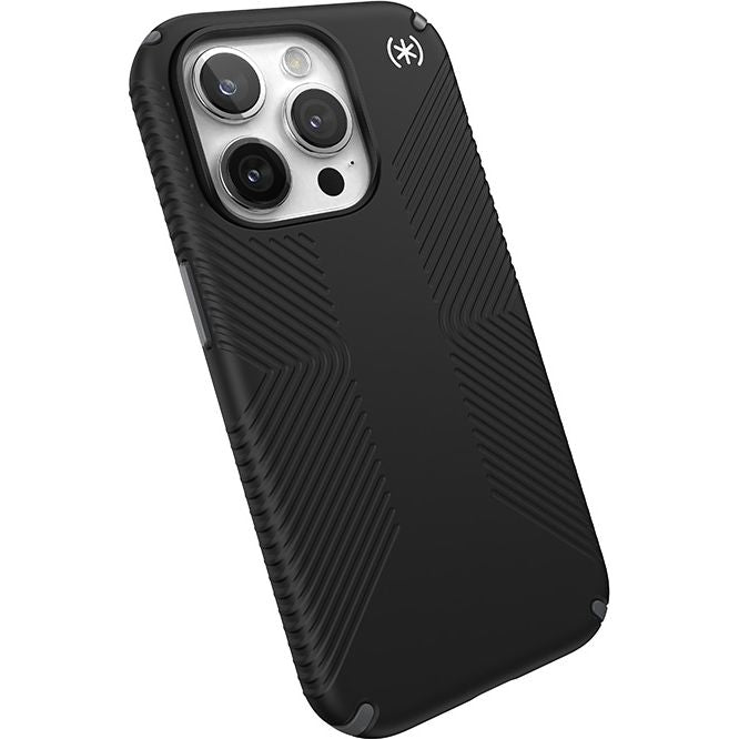 Schutzhülle Speck Presidio2 Grip für Apple iPhone 15 Pro, Schwarz und Grau
