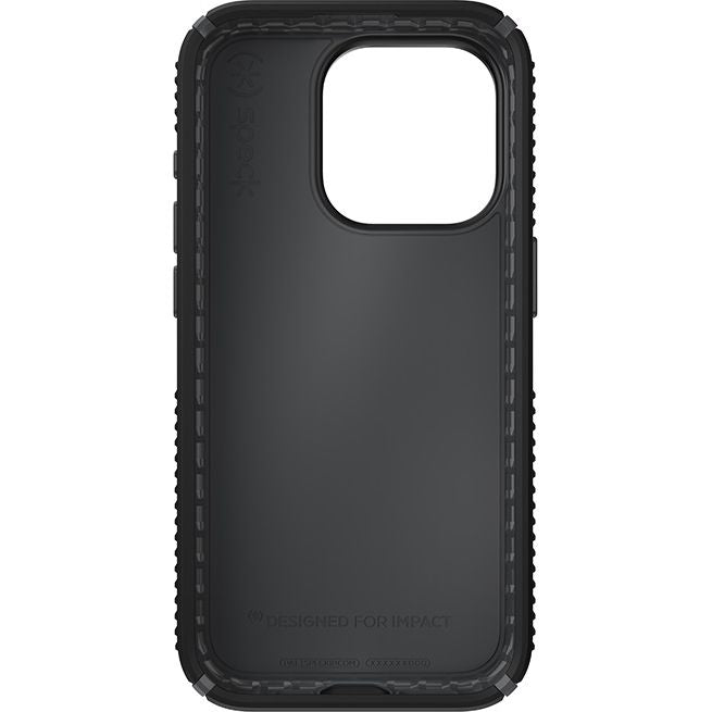 Schutzhülle Speck Presidio2 Grip für Apple iPhone 15 Pro, Schwarz und Grau