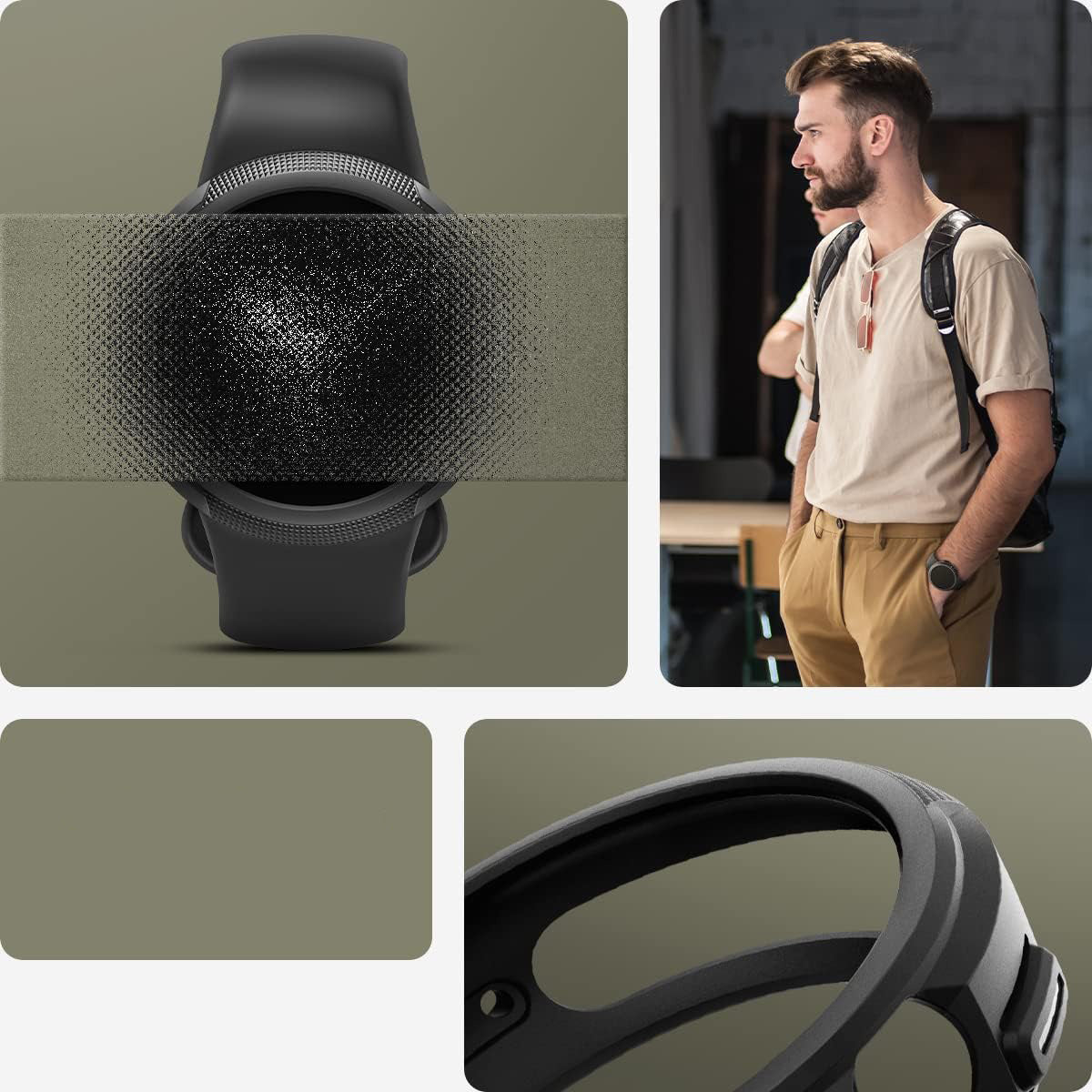 Schutzhülle für Pixel Watch 2 / 1, Spigen Liquid Air, Schwarz