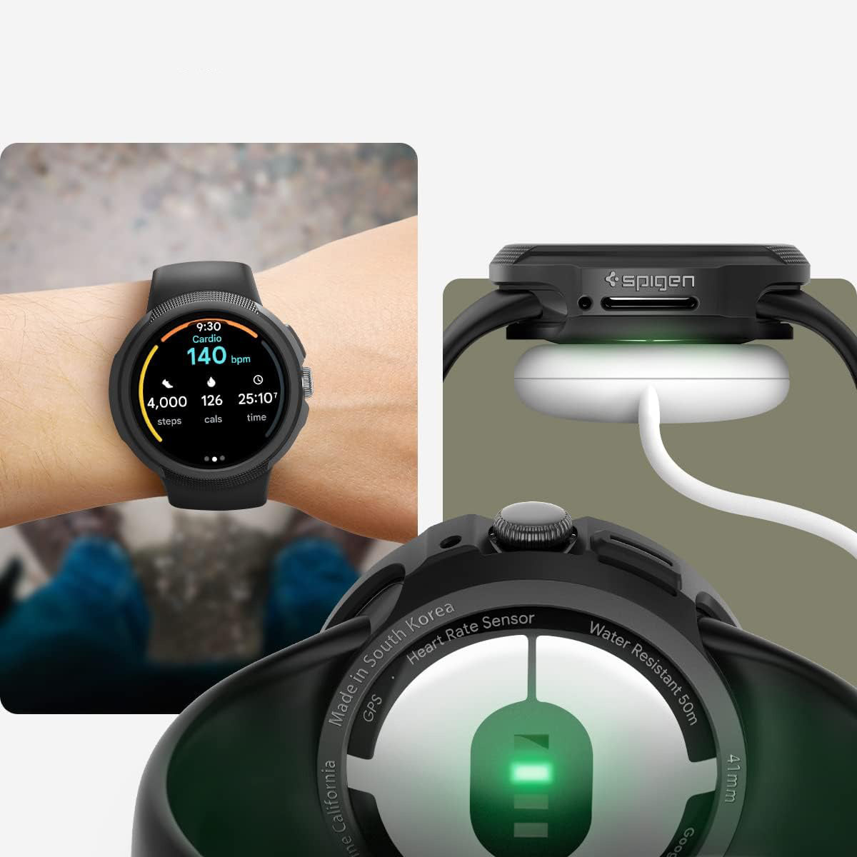 Schutzhülle für Pixel Watch 2 / 1, Spigen Liquid Air, Schwarz