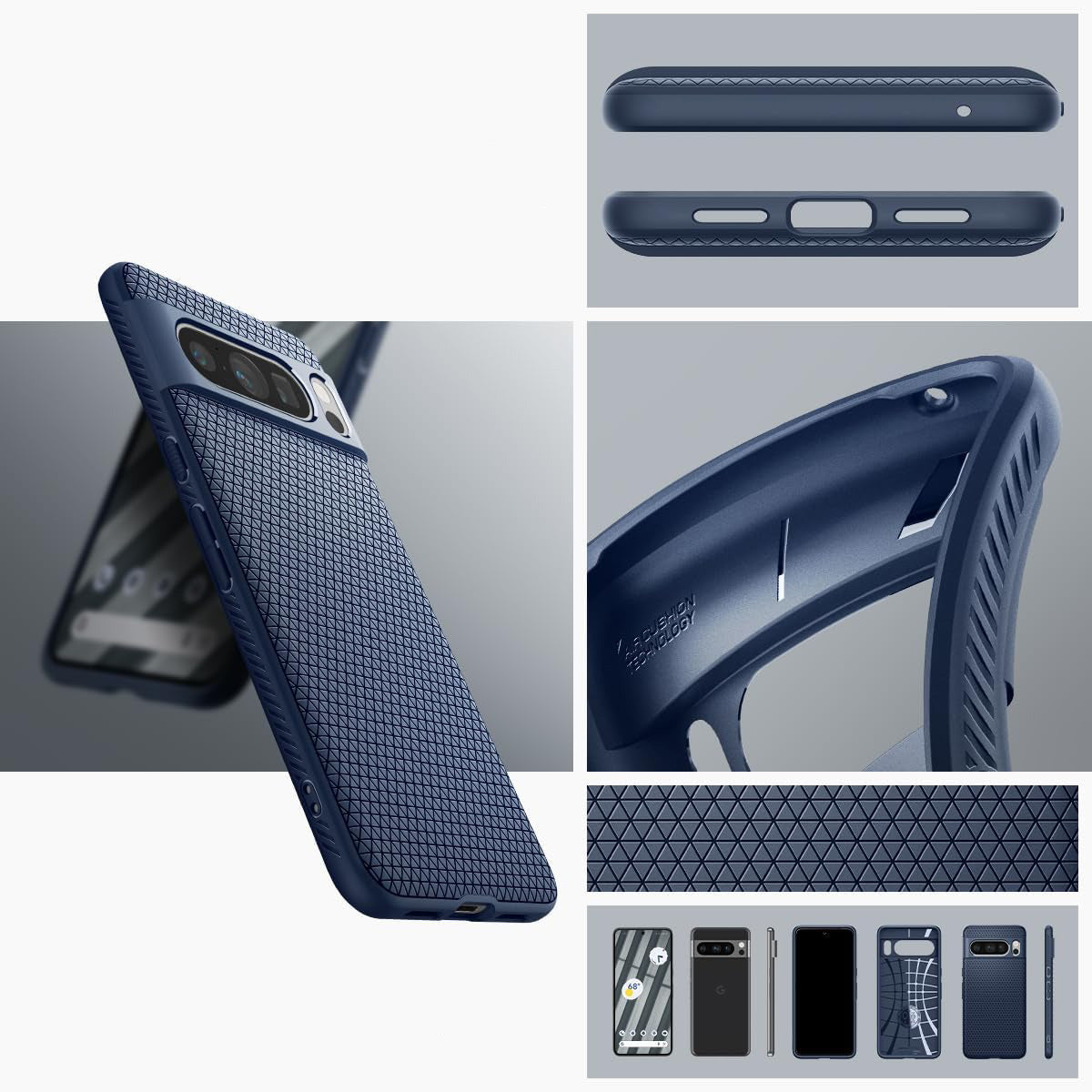 Schutzhülle Spigen Liquid Air für Google Pixel 8 Pro, Dunkelblau