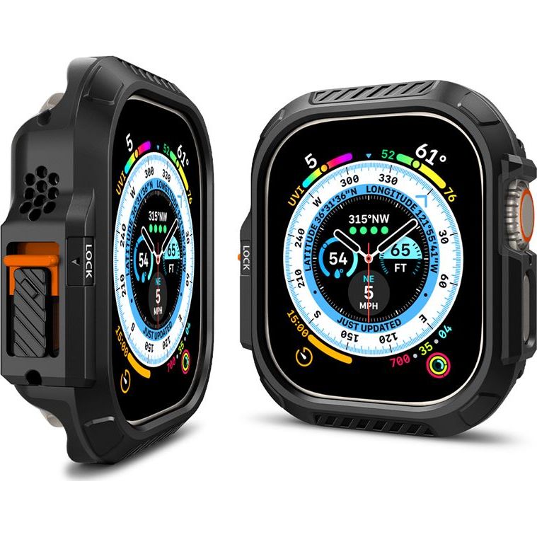 Schutzhülle für Apple Watch Ultra 3/2/1 49 mm, Spigen Lock Fit, Schwarz