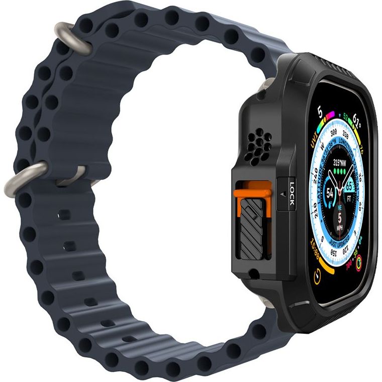 Schutzhülle für Apple Watch Ultra 3/2/1 49 mm, Spigen Lock Fit, Schwarz