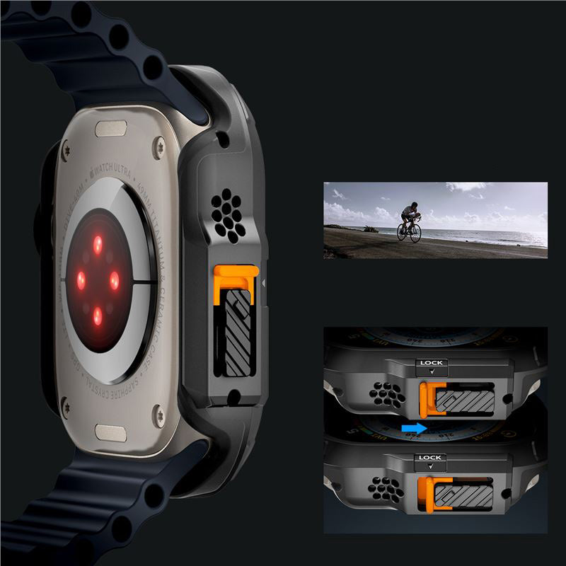 Schutzhülle für Apple Watch Ultra 3/2/1 49 mm, Spigen Lock Fit, Schwarz