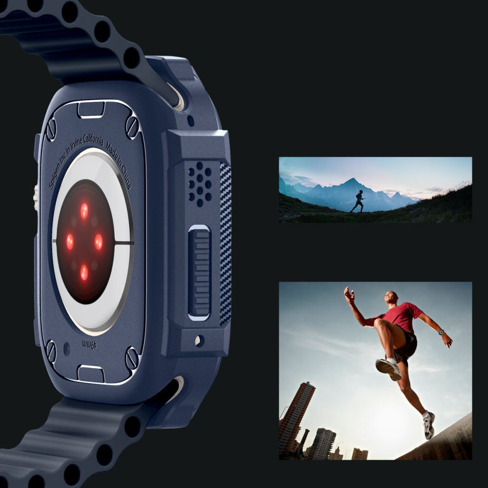 Schutzhülle für Apple Watch Ultra 4/3/2/1 49 mm, Spigen Rugged Armor, Dunkelblau