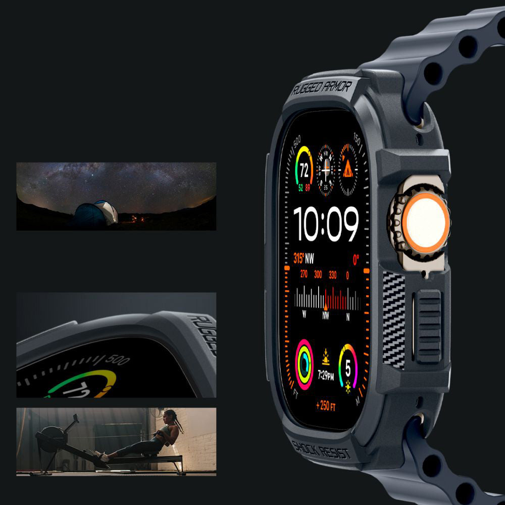 Schutzhülle für Apple Watch Ultra 4/3/2/1 49 mm, Spigen Rugged Armor, Grau