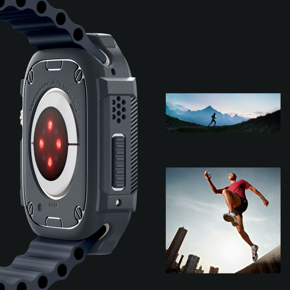 Schutzhülle für Apple Watch Ultra 4/3/2/1 49 mm, Spigen Rugged Armor, Grau