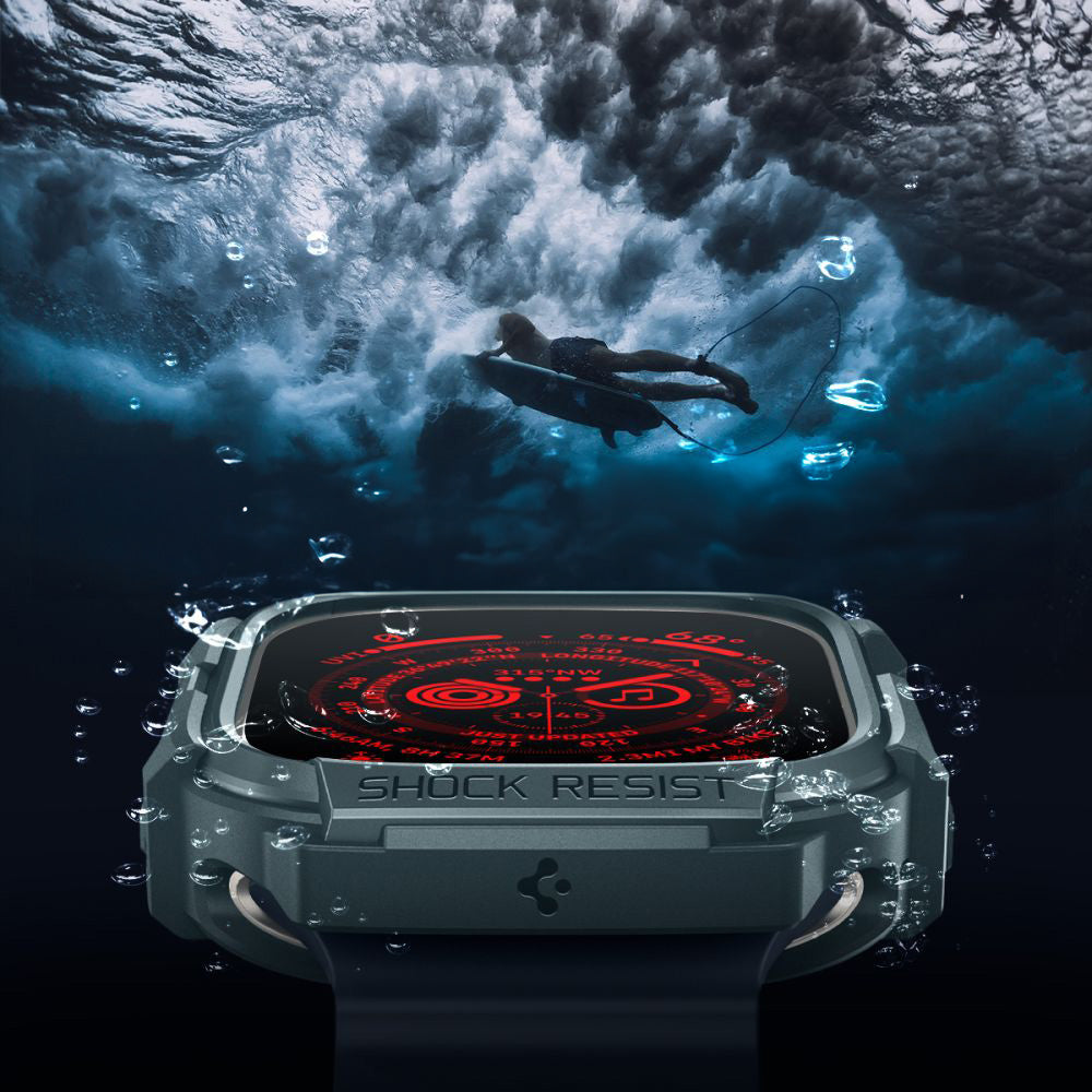Schutzhülle für Apple Watch Ultra 4/3/2/1 49 mm, Spigen Rugged Armor, Grün