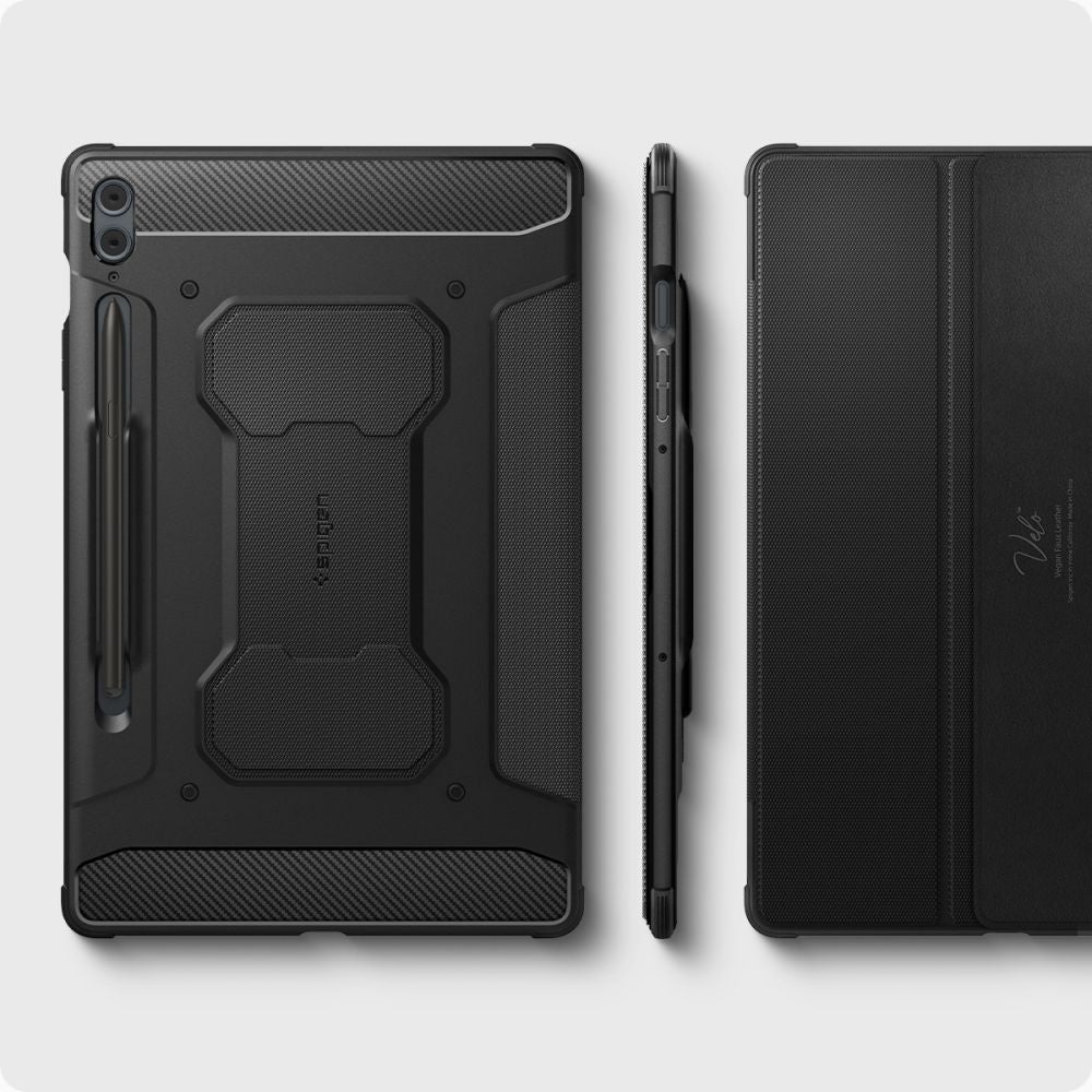 Schutzhülle Spigen Rugged Armor Pro für Galaxy Tab S9 FE+ Plus, Schwarz