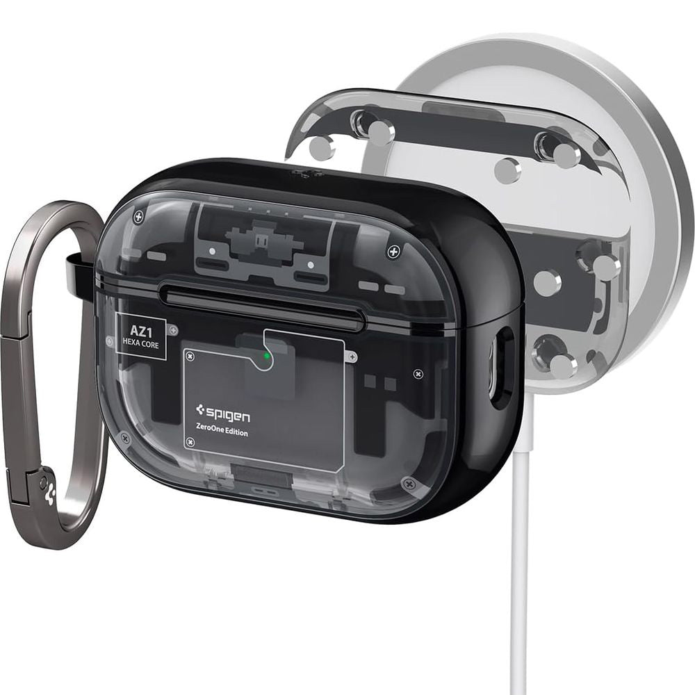 Schutzhülle für Apple AirPods Pro 2, Spigen Ultra Hybrid, Rauchfarben-Grau (Zero One)