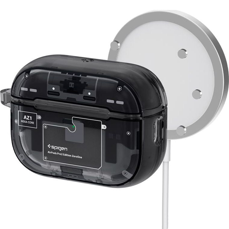 Schutzhülle für Apple AirPods Pro 2, Spigen Ultra Hybrid, Rauchfarben-Grau (Zero One)