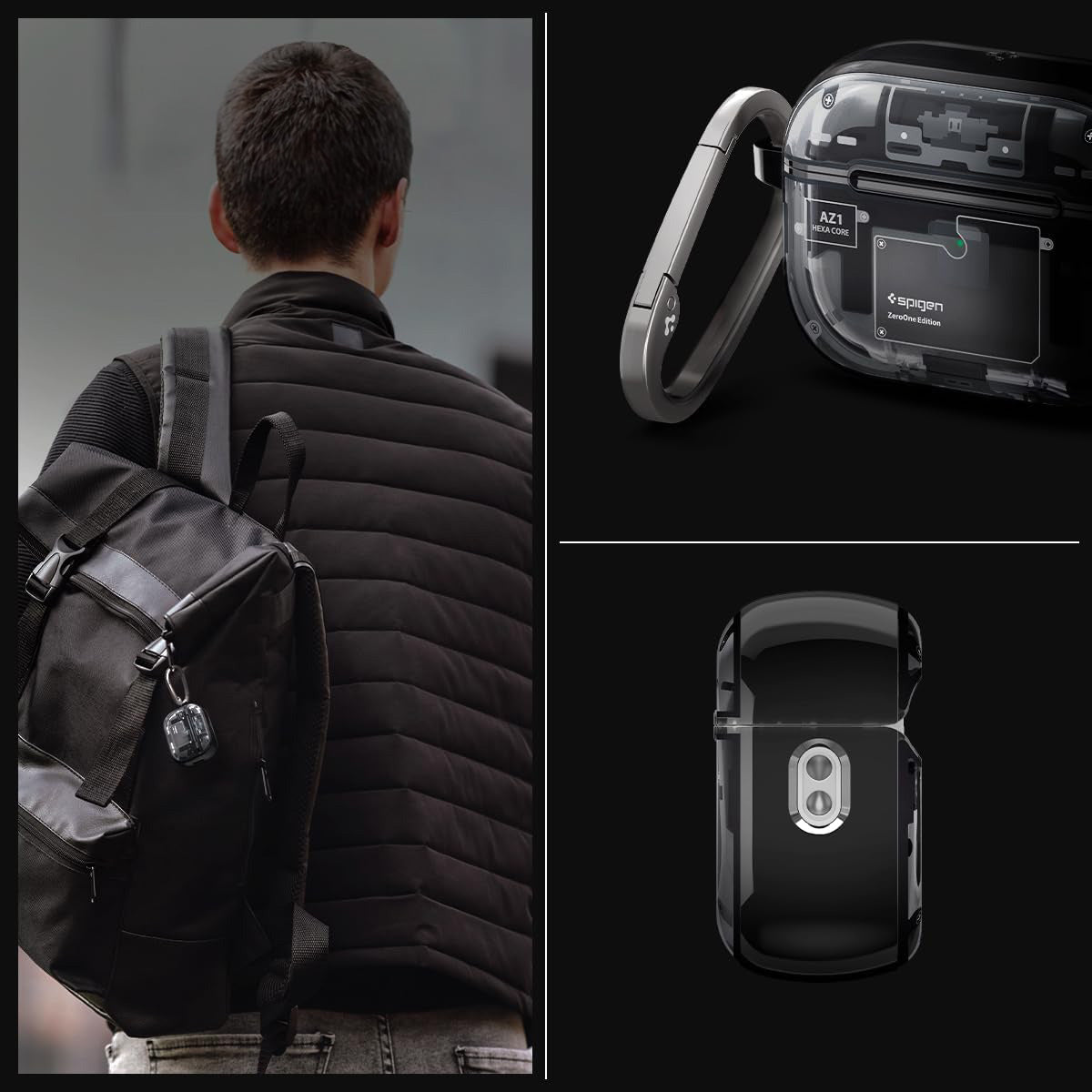 Schutzhülle für Apple AirPods Pro 2, Spigen Ultra Hybrid, Rauchfarben-Grau (Zero One)